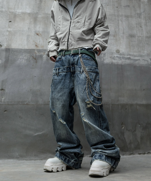 ROARINGRAD(ロアリングラド)の「ダブルウエストデニムパンツ ブルー(デニムパンツ・レディース・その他・LARGE/MEDIUM/SMALL)」の10枚目の写真