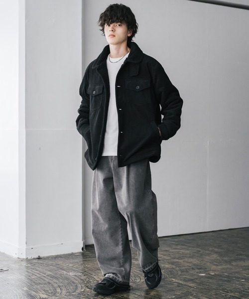 Rocky Monroe(ロッキーモンロー)の「新色追加 オーバーサイズコーデュロイ裏ボアランチコート/2WAYスタンドネックボアジャケット(その他アウター・メンズ・ベージュ/キャメル/カーキ/ブラウン/チャコール/ブラック・XL/L/M)」の9枚目の写真