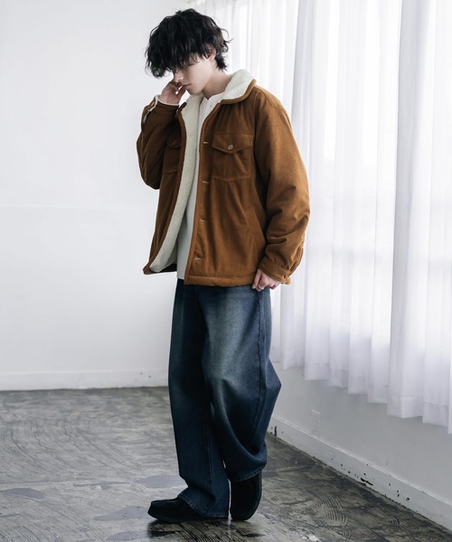 Rocky Monroe(ロッキーモンロー)の「新色追加 オーバーサイズコーデュロイ裏ボアランチコート/2WAYスタンドネックボアジャケット(その他アウター・メンズ・ベージュ/キャメル/カーキ/ブラウン/チャコール/ブラック・XL/L/M)」の11枚目の写真