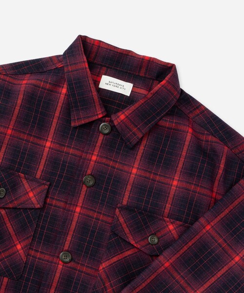 Saturdays NYC（サタデーズ ニューヨークシティ ）の「Marco Ombre Check CPO Shirt（シャツ/ブラウス・メンズ・ネイビー/ブラック/レッド・S/M/XL/L）」の22枚目の写真
