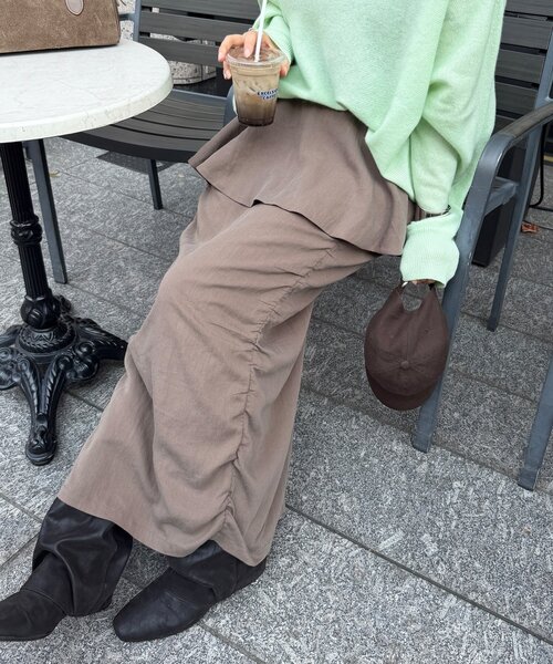 DouDou(ドゥドゥ)の「【SAKURA企画】2WAYレースペプラム付スカート(スカート・レディース・ブラック/アイボリー/ブラウン・36/38)」の1枚目の写真