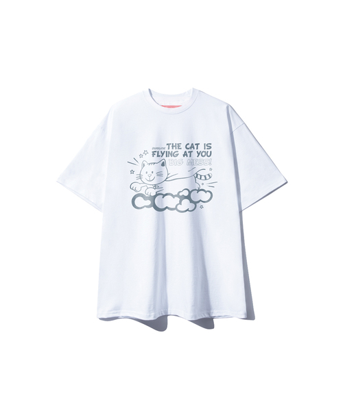 SUPERLATIVE（スーパーラティブ）の「S/P フライングキャット オーバーサイズ 半袖 (SOS2-5SP144)（Tシャツ/カットソー・レディース・ホワイト/ライトグレー/ブラック/ネイビー・MEDIUM/LARGE/X-LARGE）」の2枚目の写真