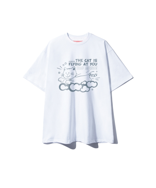 SUPERLATIVE（スーパーラティブ）の「S/P フライングキャット オーバーサイズ 半袖 (SOS2-5SP144)（Tシャツ/カットソー・レディース・ホワイト/ライトグレー/ブラック/ネイビー・MEDIUM/LARGE/X-LARGE）」の5枚目の写真