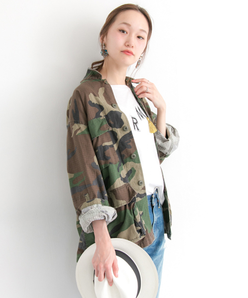 URBAN RESEARCH(アーバンリサーチ)の「UR ROTHCO BDU SHIRTS H.WASH(ブルゾン・レディース・オリーブ/カモフラージュ/ネイビー・FREE)」の3枚目の写真