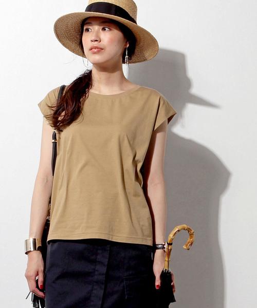 UNITED ARROWS（ユナイテッドアローズ）の「□UWBT テンジク ノースリーブ プルオーバー◆（Tシャツ/カットソー・レディース・ネイビー/ホワイト/ベージュ/ダークブラウン・FREE）」の3枚目の写真