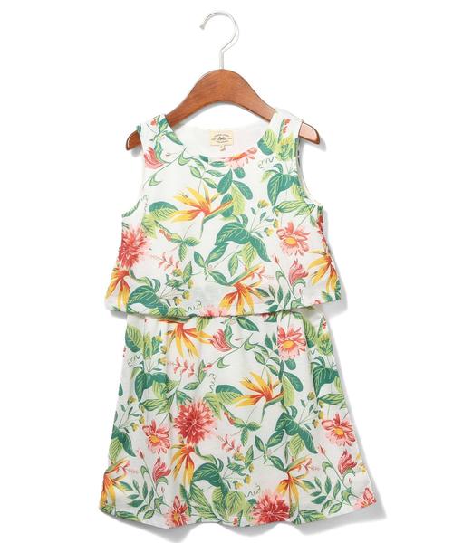 green label relaxing（グリーンレーベルリラクシング）の「【KIDS】ボタニカルプリント ワンピース◆（ワンピース・キッズ・ホワイト/ネイビー・135/105/125/95/115）」の2枚目の写真