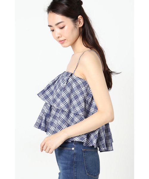 LIMITLESS LUXURY（リミットレスラグジュアリー）の「ギャザーフリルキャミ◆（キャミソール・レディース・ネイビー/ブルー/ホワイト・FREE）」の16枚目の写真