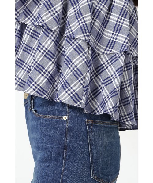 LIMITLESS LUXURY（リミットレスラグジュアリー）の「ギャザーフリルキャミ◆（キャミソール・レディース・ネイビー/ブルー/ホワイト・FREE）」の11枚目の写真