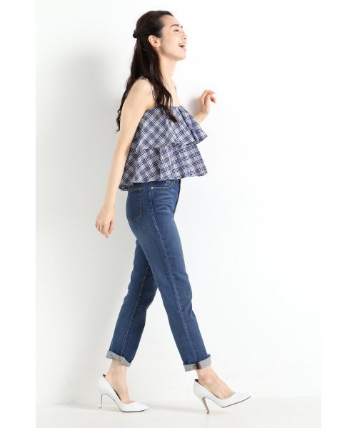 LIMITLESS LUXURY（リミットレスラグジュアリー）の「ギャザーフリルキャミ◆（キャミソール・レディース・ネイビー/ブルー/ホワイト・FREE）」の6枚目の写真