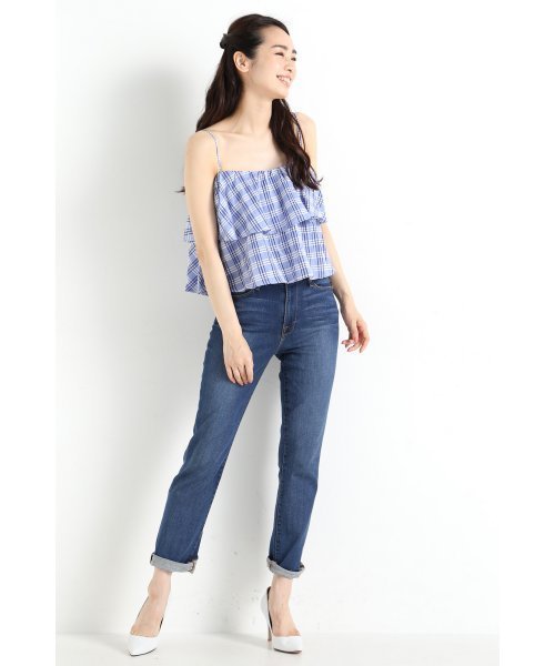 LIMITLESS LUXURY（リミットレスラグジュアリー）の「ギャザーフリルキャミ◆（キャミソール・レディース・ネイビー/ブルー/ホワイト・FREE）」の7枚目の写真