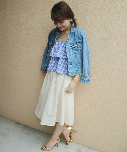 LIMITLESS LUXURY（リミットレスラグジュアリー）の「ギャザーフリルキャミ◆（キャミソール・レディース・ネイビー/ブルー/ホワイト・FREE）」の21枚目の写真