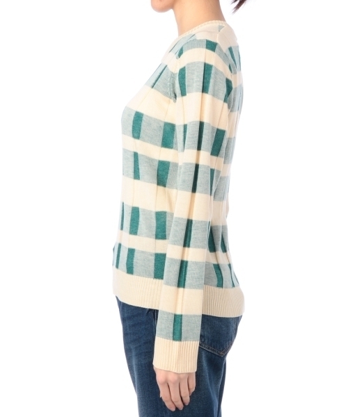 pink adobe（ピンクアドベ）の「ジャカードチェックニット（ニット/セーター・レディース・グレー/ブルー/グリーン・38/40）」の6枚目の写真