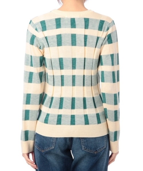 pink adobe（ピンクアドベ）の「ジャカードチェックニット（ニット/セーター・レディース・グレー/ブルー/グリーン・38/40）」の4枚目の写真