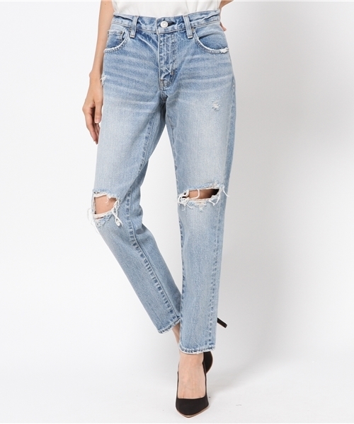MOUSSY（マウジー）の「Crash Tapered（デニムパンツ・レディース・ブルー/ライトブルー・23inch/24inch/25inch/26inch/27inch）」の8枚目の写真