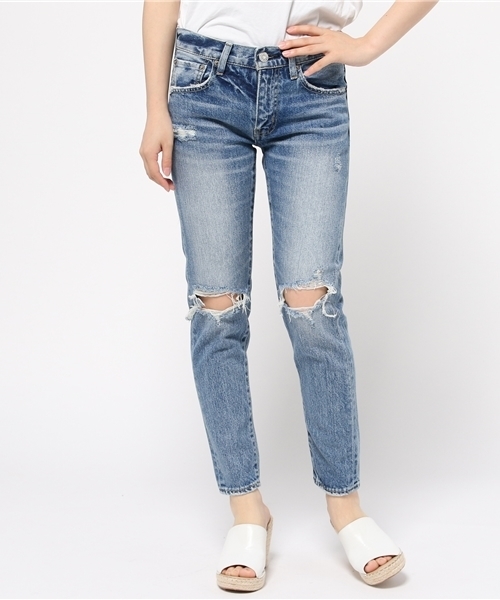 MOUSSY（マウジー）の「Crash Tapered（デニムパンツ・レディース・ブルー/ライトブルー・23inch/24inch/25inch/26inch/27inch）」の15枚目の写真