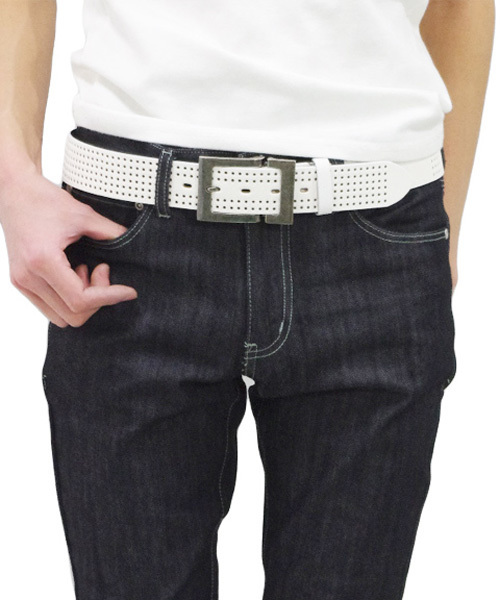 ８(eight)（エイト）の「パンチング加工レザーベルト（ベルト・メンズ・ホワイト/レッド/ブラック・FREE）」の6枚目の写真