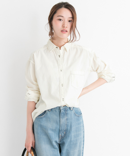 URBAN RESEARCH（アーバンリサーチ）の「 UR 配色ステッチオーバーシャツ（シャツ/ブラウス・レディース・ピンク/オフホワイト/カーキ・FREE）」の2枚目の写真