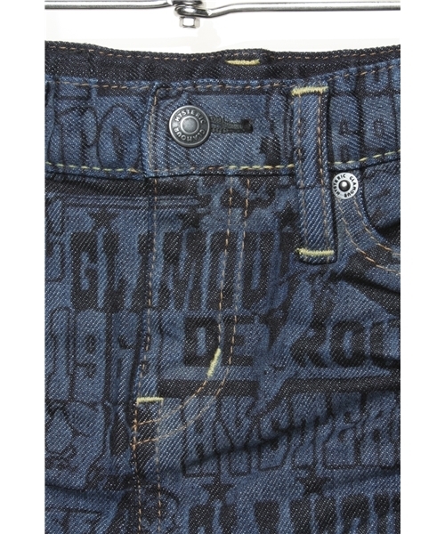 JOEY HYSTERIC(ジョーイヒステリック)の「THE KILL CITY総柄デニムミニSK(デニムスカート・キッズ・インディゴブルー・SMALL/MEDIUM)」の2枚目の写真