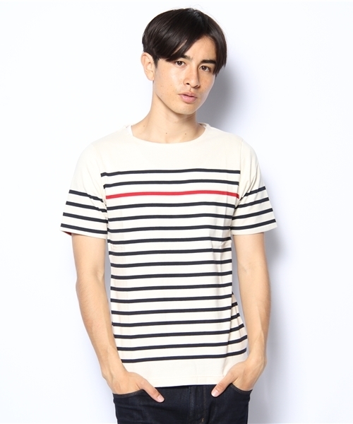 UNION STATION（ユニオンステーション）の「ボーダーＴシャツ（Tシャツ/カットソー・メンズ・ホワイト/オフホワイト/ネイビー/トリコロール・MEDIUM/LARGE/LL）」の3枚目の写真