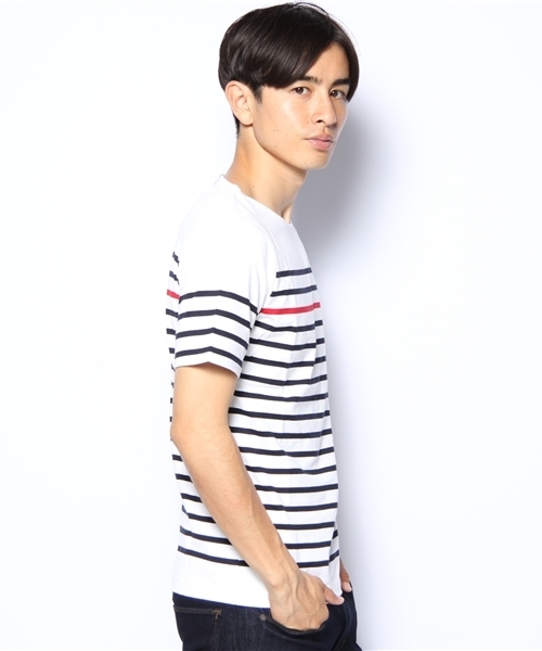 UNION STATION（ユニオンステーション）の「ボーダーＴシャツ（Tシャツ/カットソー・メンズ・ホワイト/オフホワイト/ネイビー/トリコロール・MEDIUM/LARGE/LL）」の5枚目の写真