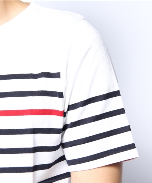 UNION STATION（ユニオンステーション）の「ボーダーＴシャツ（Tシャツ/カットソー・メンズ・ホワイト/オフホワイト/ネイビー/トリコロール・MEDIUM/LARGE/LL）」の8枚目の写真