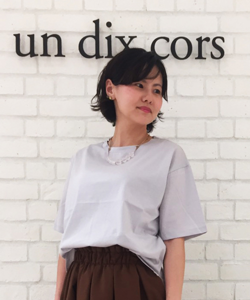 un dix cors(アンディコール)の「シルケット天竺無地Tシャツ(Tシャツ/カットソー・レディース・チャコールグレー/ホワイト/ライトグレー・フリ-)」の1枚目の写真