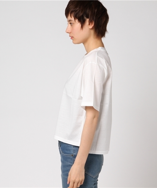 un dix cors(アンディコール)の「シルケット天竺無地Tシャツ(Tシャツ/カットソー・レディース・チャコールグレー/ホワイト/ライトグレー・フリ-)」の5枚目の写真