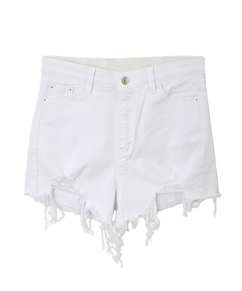 Eldia'lu（エルディアル）の「ハイウエストダメージショートパンツ（デニムパンツ・レディース・ホワイト/ブラック・MEDIUM/LARGE）」の10枚目の写真