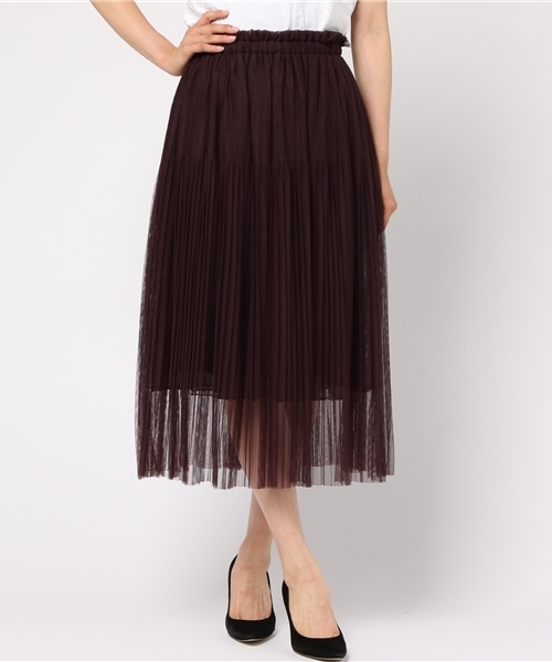 NATURAL BEAUTY BASIC(ナチュラルビューティーベーシック)の「細プリーツチュールスカート(スカート・レディース・ボルドー/ブラック・SMALL/MEDIUM)」の18枚目の写真