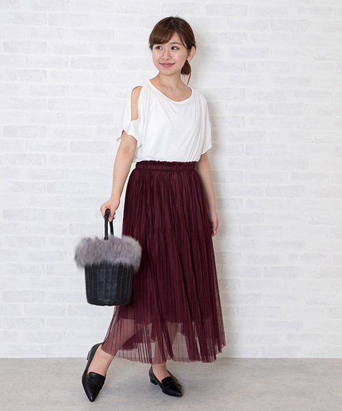 NATURAL BEAUTY BASIC(ナチュラルビューティーベーシック)の「細プリーツチュールスカート(スカート・レディース・ボルドー/ブラック・SMALL/MEDIUM)」の19枚目の写真