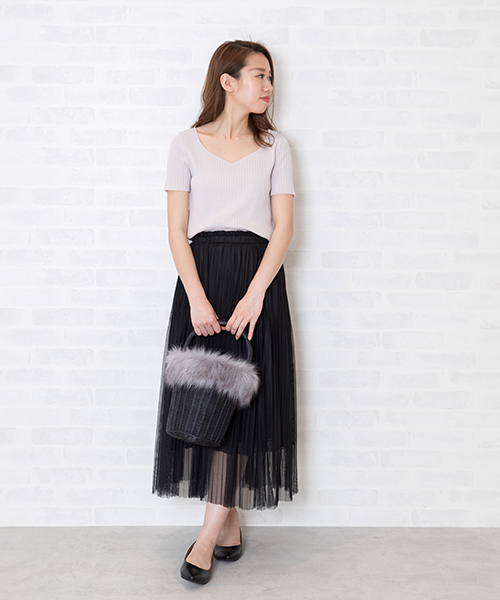 NATURAL BEAUTY BASIC(ナチュラルビューティーベーシック)の「細プリーツチュールスカート(スカート・レディース・ボルドー/ブラック・SMALL/MEDIUM)」の21枚目の写真