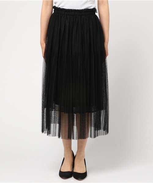 NATURAL BEAUTY BASIC(ナチュラルビューティーベーシック)の「細プリーツチュールスカート(スカート・レディース・ボルドー/ブラック・SMALL/MEDIUM)」の3枚目の写真