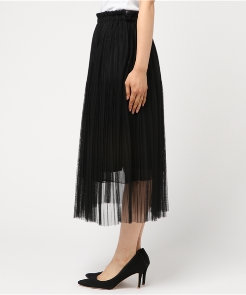 NATURAL BEAUTY BASIC(ナチュラルビューティーベーシック)の「細プリーツチュールスカート(スカート・レディース・ボルドー/ブラック・SMALL/MEDIUM)」の4枚目の写真