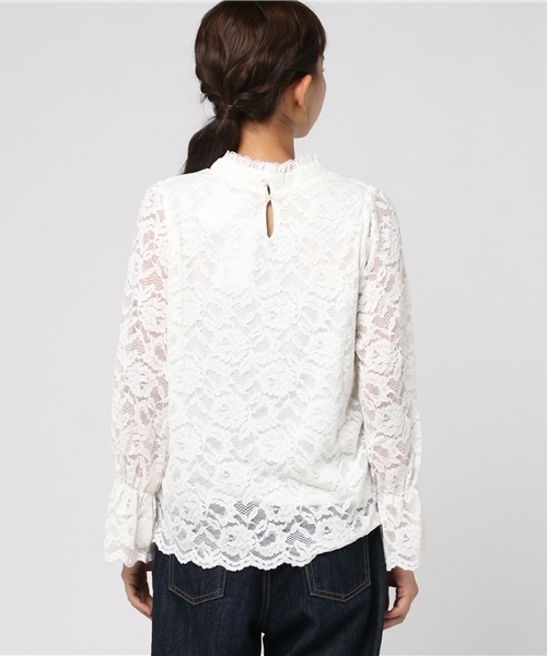 Honeys（ハニーズ）の「総レース＆袖コンシャスプルオーバー（Tシャツ/カットソー・レディース・アイボリー/レッド/ピンク/ブラック・M/L）」の7枚目の写真