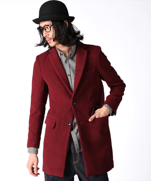 WEGO（ウィゴー）の「ウールチェスターコート（ステンカラーコート・メンズ・ブラック/キャメル/ワイン・MEDIUM/LARGE）」の3枚目の写真