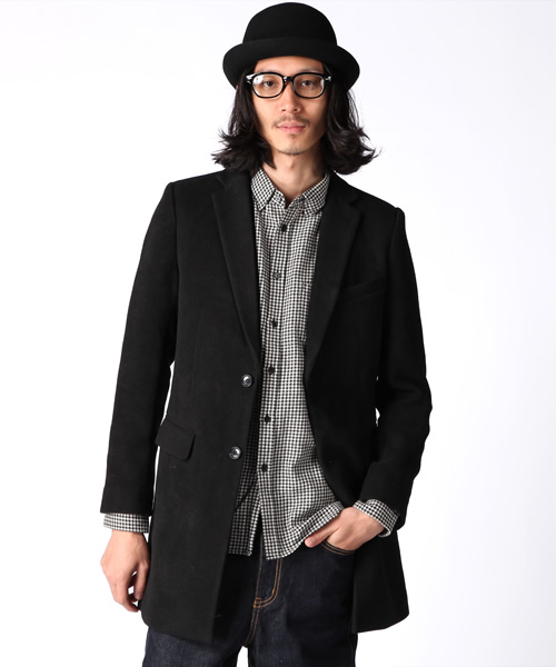 WEGO（ウィゴー）の「ウールチェスターコート（ステンカラーコート・メンズ・ブラック/キャメル/ワイン・MEDIUM/LARGE）」の2枚目の写真