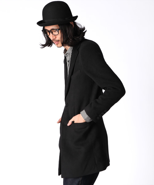 WEGO（ウィゴー）の「ウールチェスターコート（ステンカラーコート・メンズ・ブラック/キャメル/ワイン・MEDIUM/LARGE）」の5枚目の写真