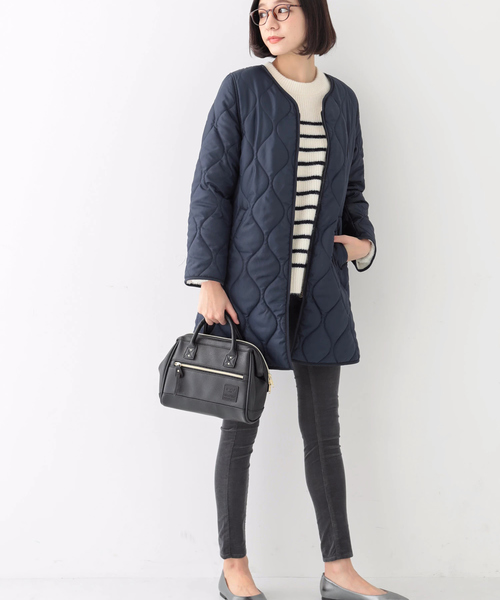 earth music&ecology（アースミュージックアンドエコロジー）の「・キルティングコート（その他アウター・レディース・ネイビー/カーキ/ピンクベージュ・L/M）」の11枚目の写真