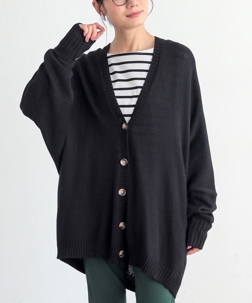 n'OrLABEL（ノアールレーベル）の「『ゆるっとラフニットカーデ』（カーディガン/ボレロ・レディース・ブラック/杢グレー/ネイビー/ベージュ/ボルドー・FREE）」の2枚目の写真