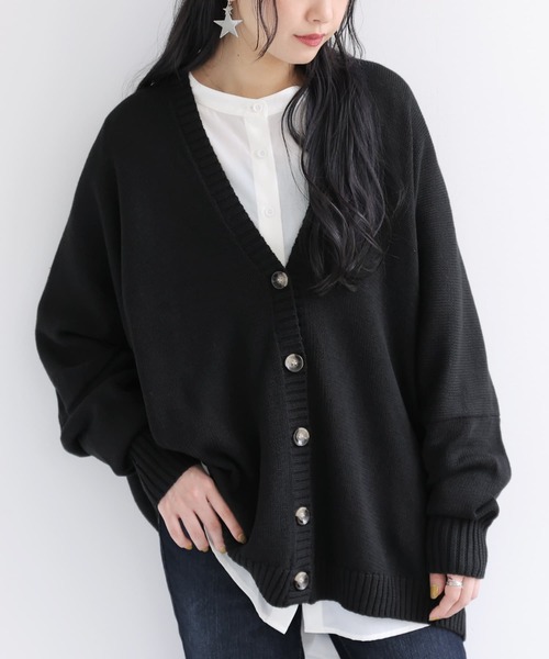 n'OrLABEL（ノアールレーベル）の「『ゆるっとラフニットカーデ』（カーディガン/ボレロ・レディース・ブラック/杢グレー/ネイビー/ベージュ/ボルドー・FREE）」の8枚目の写真
