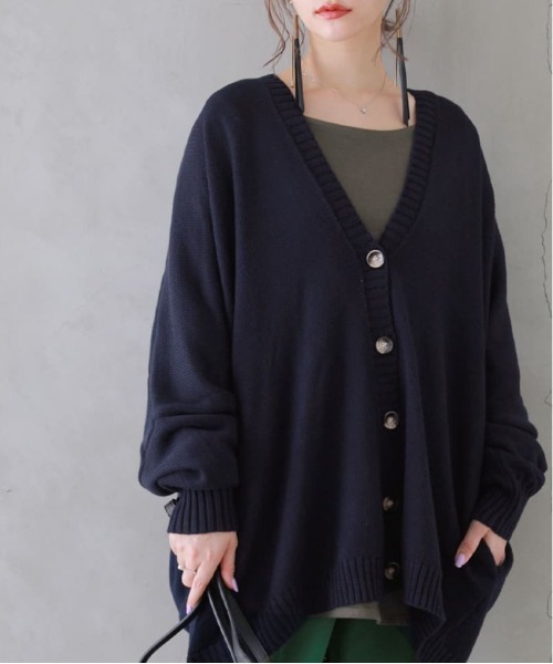 n'OrLABEL（ノアールレーベル）の「『ゆるっとラフニットカーデ』（カーディガン/ボレロ・レディース・ブラック/杢グレー/ネイビー/ベージュ/ボルドー・FREE）」の9枚目の写真