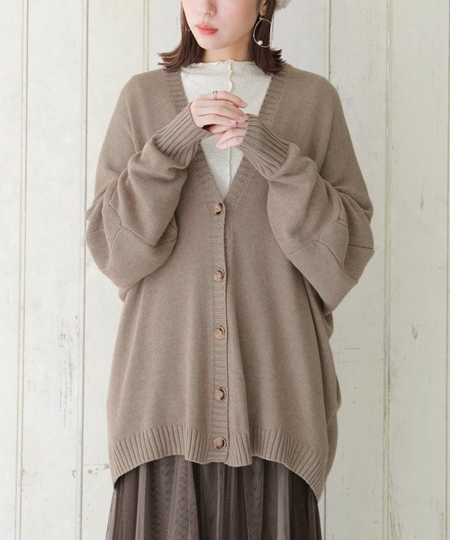 n'OrLABEL（ノアールレーベル）の「『ゆるっとラフニットカーデ』（カーディガン/ボレロ・レディース・ブラック/杢グレー/ネイビー/ベージュ/ボルドー・FREE）」の12枚目の写真