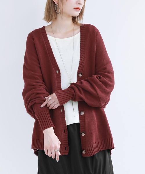 n'OrLABEL（ノアールレーベル）の「『ゆるっとラフニットカーデ』（カーディガン/ボレロ・レディース・ブラック/杢グレー/ネイビー/ベージュ/ボルドー・FREE）」の11枚目の写真