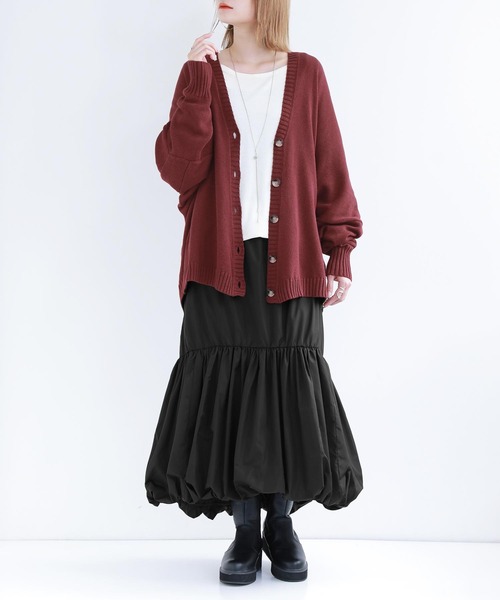 n'OrLABEL（ノアールレーベル）の「『ゆるっとラフニットカーデ』（カーディガン/ボレロ・レディース・ブラック/杢グレー/ネイビー/ベージュ/ボルドー・FREE）」の10枚目の写真