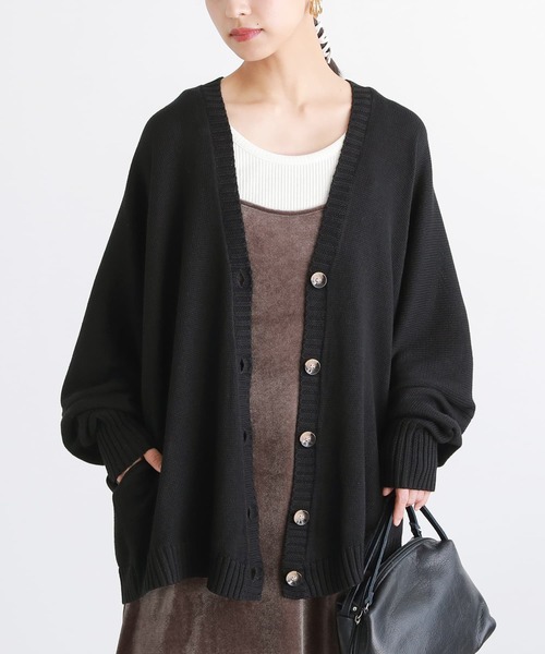n'OrLABEL（ノアールレーベル）の「『ゆるっとラフニットカーデ』（カーディガン/ボレロ・レディース・ブラック/杢グレー/ネイビー/ベージュ/ボルドー・FREE）」の18枚目の写真