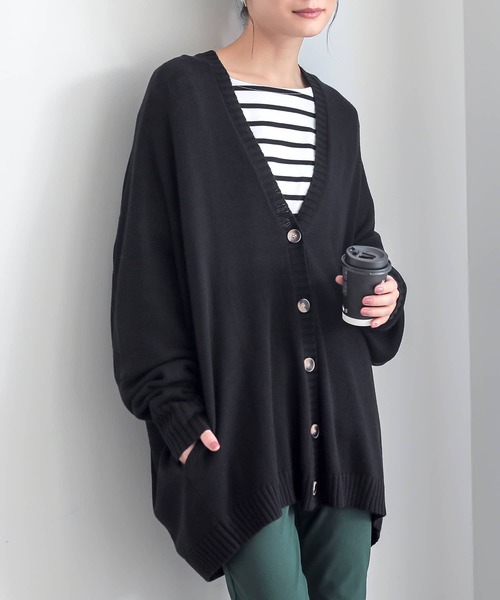 n'OrLABEL（ノアールレーベル）の「『ゆるっとラフニットカーデ』（カーディガン/ボレロ・レディース・ブラック/杢グレー/ネイビー/ベージュ/ボルドー・FREE）」の22枚目の写真