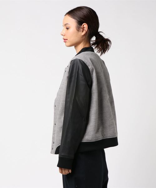 e.r.g*（イーアールジー）の「袖フェイクレザーブルゾン（ブルゾン・レディース・ブラック/グレー・M/L）」の5枚目の写真
