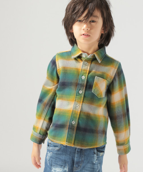 BAYFLOW（ベイフロー）の「[KIDS]ネルオンブレチェックシャツ（シャツ/ブラウス・キッズ・オレンジ/ブルー/グリーン・SMALL/MEDIUM/LARGE/X-LARGE/XX-LARGE）」の2枚目の写真