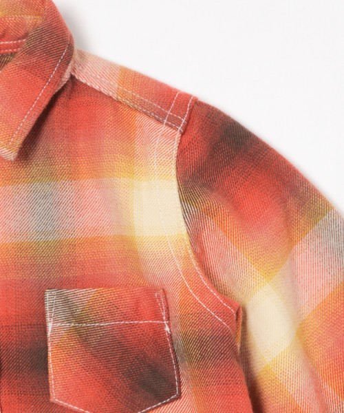 BAYFLOW（ベイフロー）の「[KIDS]ネルオンブレチェックシャツ（シャツ/ブラウス・キッズ・オレンジ/ブルー/グリーン・SMALL/MEDIUM/LARGE/X-LARGE/XX-LARGE）」の4枚目の写真