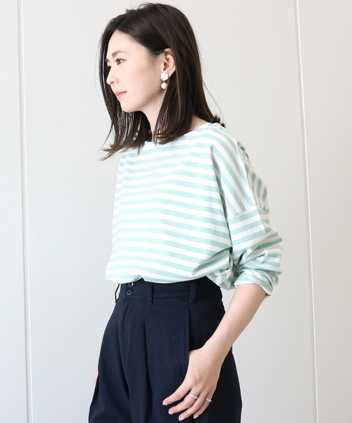 AMERICAN HOLIC（アメリカンホリック）の「ドロップボーダープルオーバー1（Tシャツ/カットソー・レディース・ブラック/ネイビー/ピンク/グリーン・L/M）」の3枚目の写真